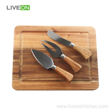Wooden Cheese Cutting Board and Knife Set